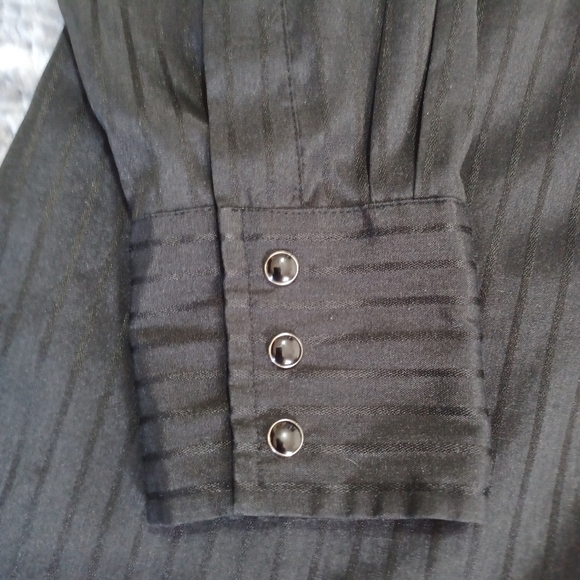 Vintage Wrangler Western Pearl Snap Shirt Men’s L Black Vertical Striped Cowboy - Picture 4 of 9